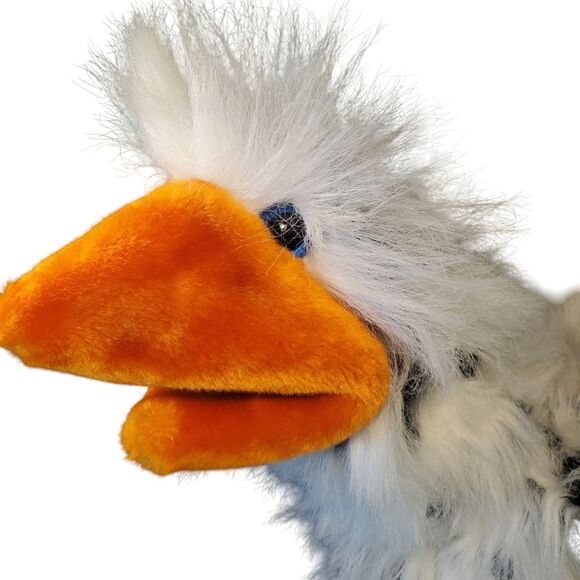 Lucy's Toys Bird Hand Puppet PlushBlack White Blue Eyes Imagination - Picture 3 of 3